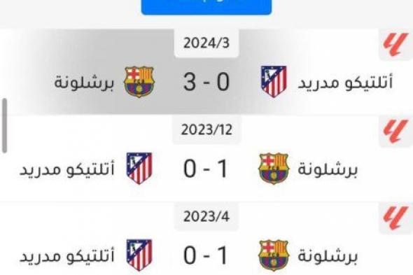 نتائج مباريات برشلونة ضد أتلتيكو مدريد آخر 5 مواجهات